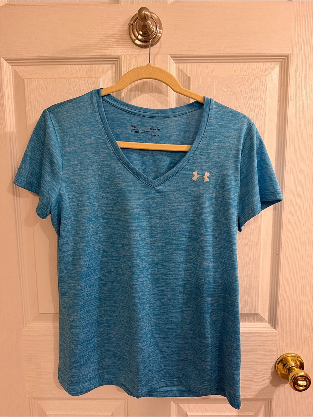 Under Armour Women's Heathered Teal V-Neck Performance Tee